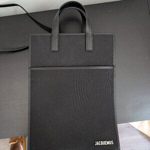 Jacquemus Le Cabas Leather-trimmed Canvas Tote In Black